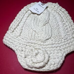 Cozy Knit Baby Hat with Floral Accent